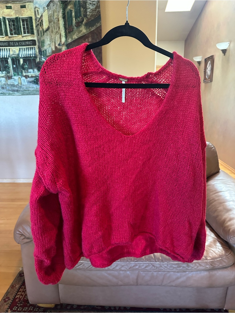 Free People All Mine oversized alpaca blend sweater in a raspberry pink